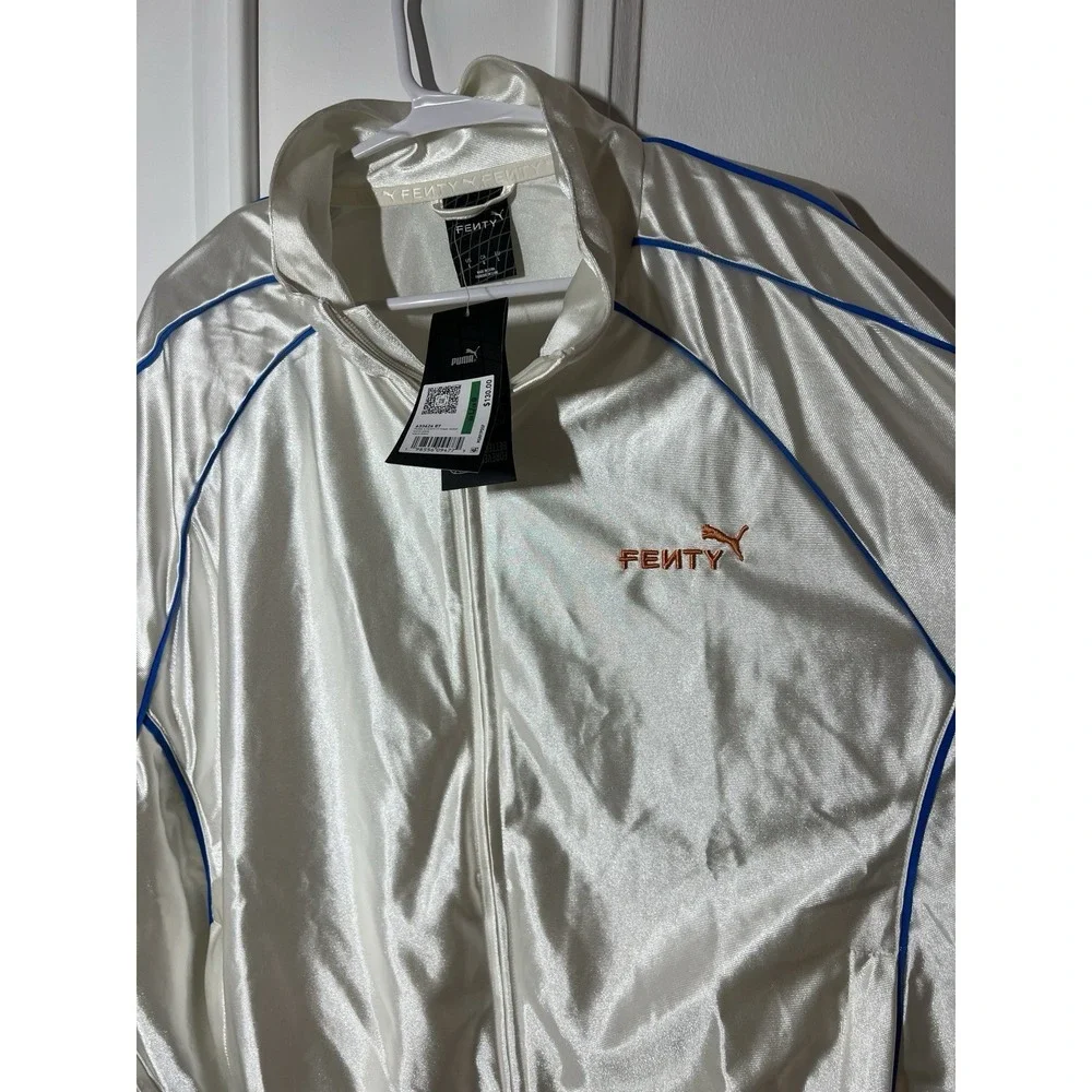 Puma x Fenty T7 Piping Track Jacket Mens Large Warm White 633626-87 NWT